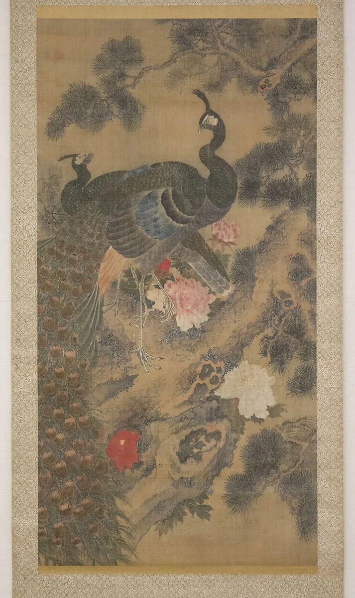松牡丹孔雀図|Peacocks, Pine Tree, and Peonies — Lü Ji 呂紀