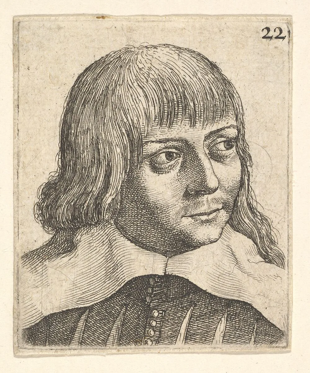 Head of a young man, turned slightly to right — Wenceslaus Hollar