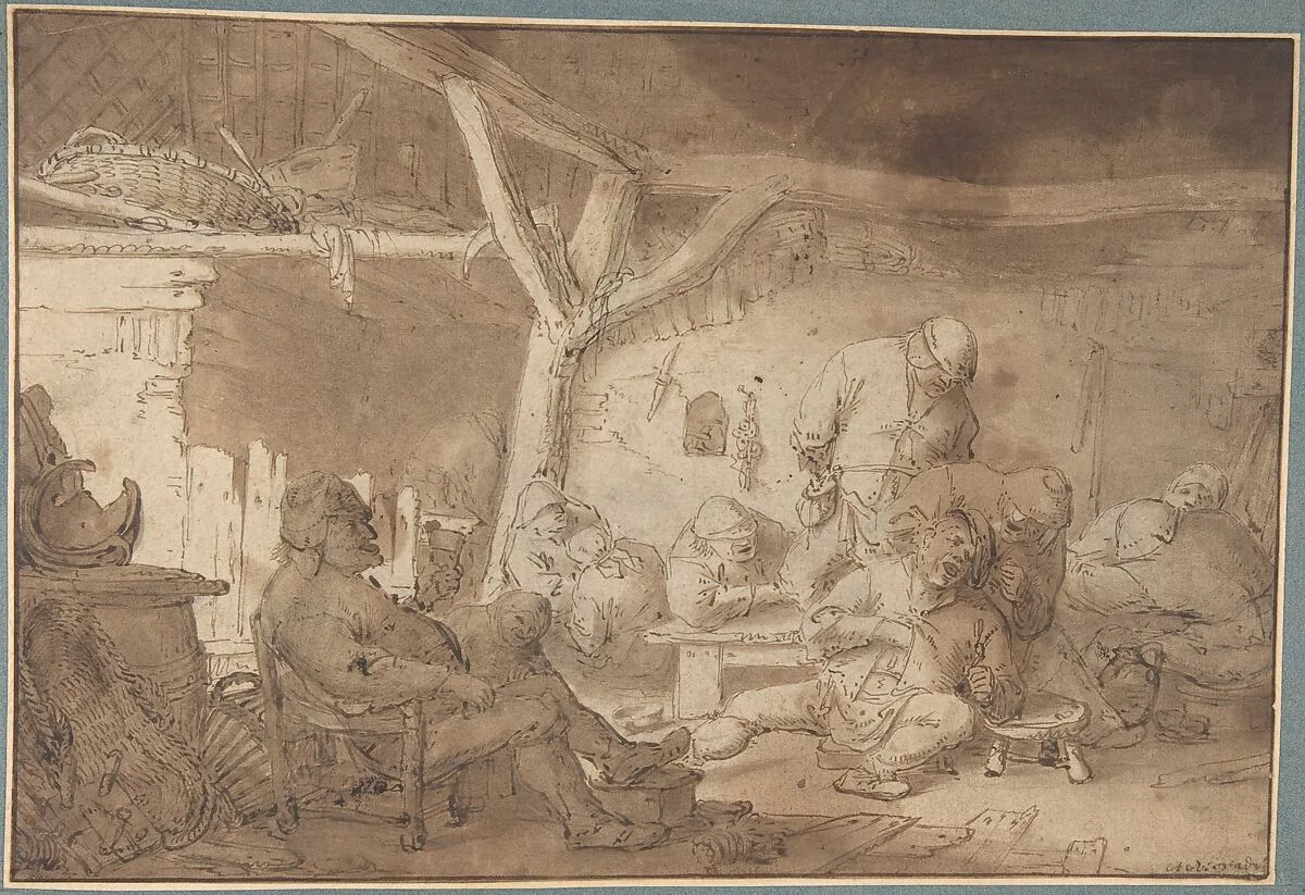 Interior with Peasants — Adriaen van Ostade