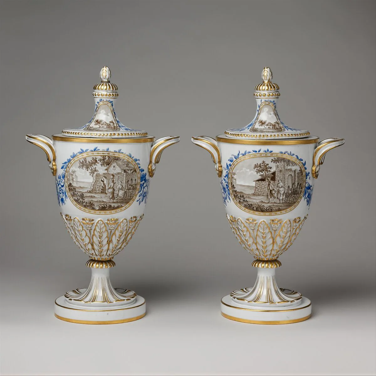 Vase with cover (one of a pair) — Real Fabrica de Buen Retiro