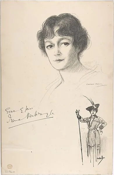 Portrait Head of the actress Dame Irene Vanbrugh, also shown full-length in costume — Dame Irene Vanbrugh|John Hassall|Charles A. Buchel