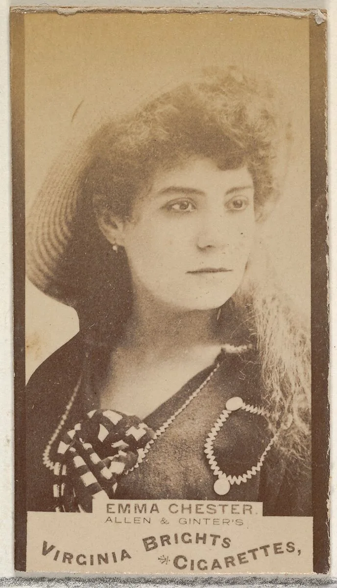 Emma Chester, from the Actors and Actresses series (N45, Type 3) for Virginia Brights Cigarettes — Allen & Ginter