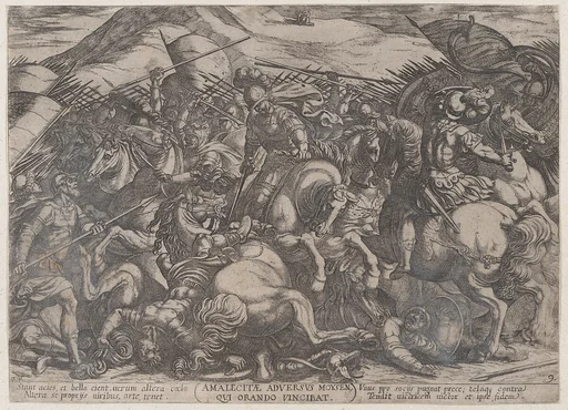 Plate 9: The Israelites Battling the Amalekites, from 'The Battles of the Old Testament'