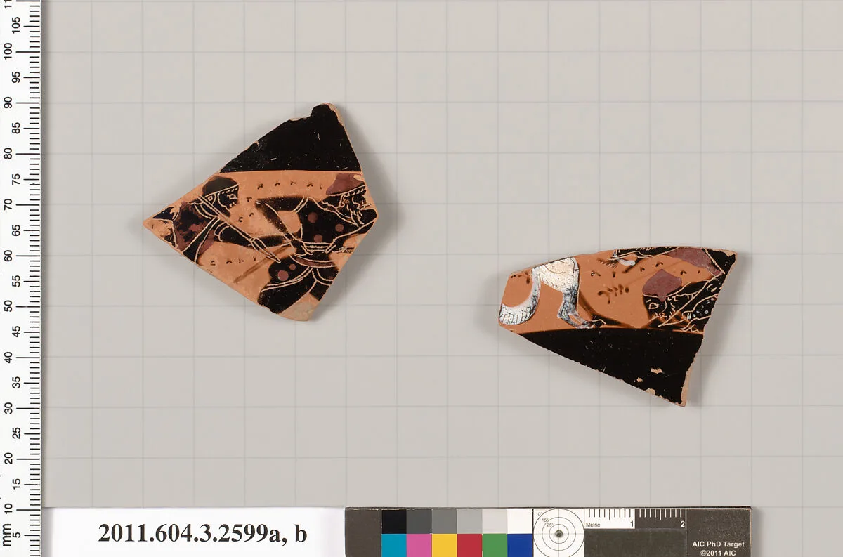 Terracotta fragments of a kylix: Band cup (drinking cup) — Unknown