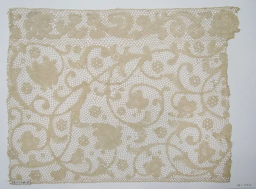 Fragment of Point de Milan lace
