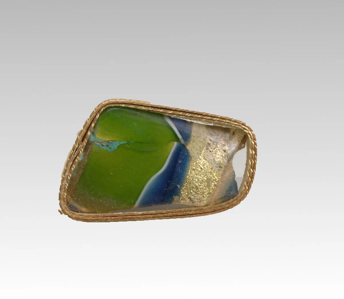 Glass gold-band mosaic bowl fragment — Unknown
