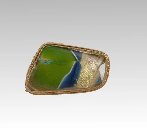 Glass gold-band mosaic bowl fragment