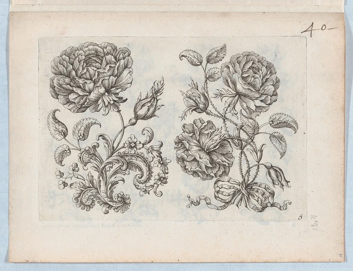Series of Small Flower Motifs, Plate 5 — Paul Androuet Ducerceau|Nicolas Langlois