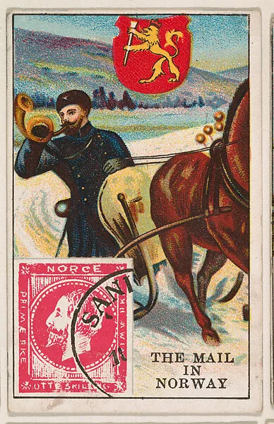 The Mail in Norway, bakery card from the Stamps and Mail Carriers of All Nations series (D73), issued by the Rochester Baking Company — Rochester Baking Company