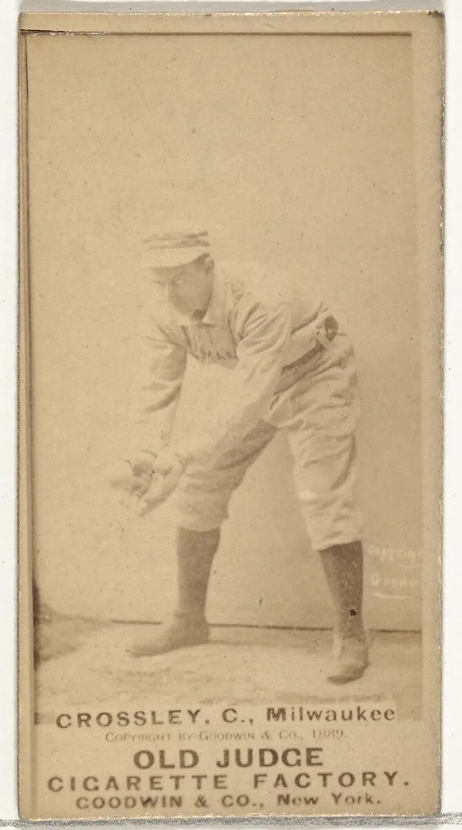 William C. Crossley, Catcher, Milwaukee, from the Old Judge series (N172) for Old Judge Cigarettes — Goodwin & Company