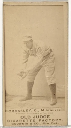 William C. Crossley, Catcher, Milwaukee, from the Old Judge series (N172) for Old Judge Cigarettes