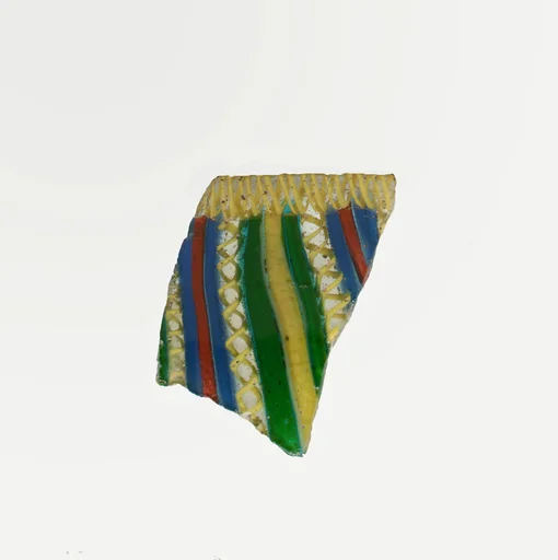 Glass striped mosaic bowl fragment