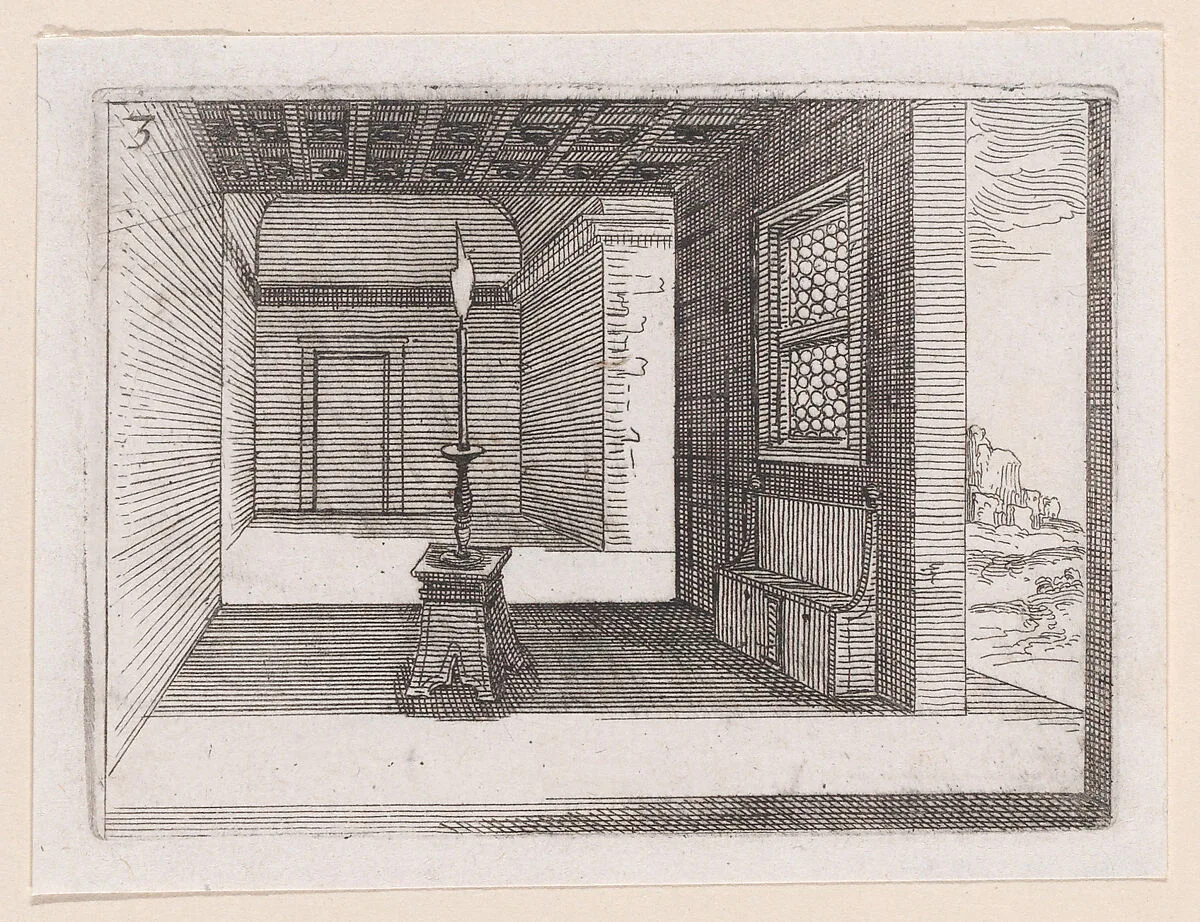 Le Chandelier (The Candlabra), from Lux Claustri ou La Lumière du Cloitre (The Light of the Cloisters), plate 3 — Jacques Callot|François Langlois