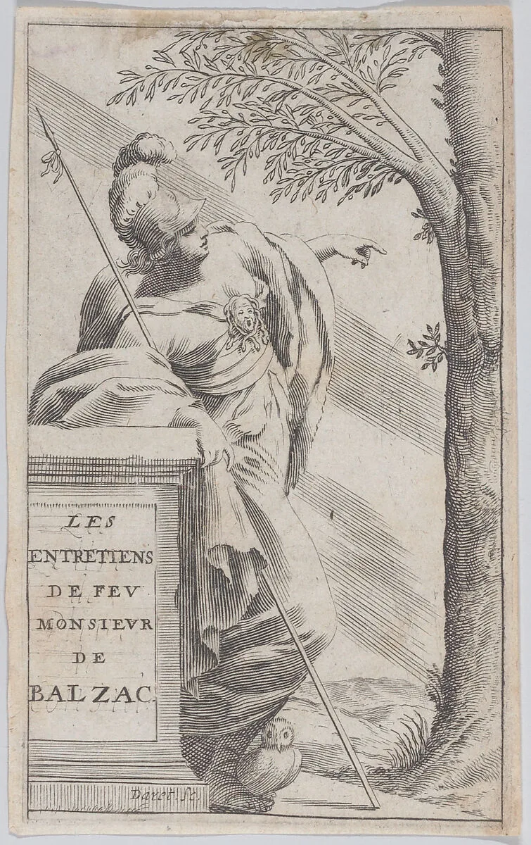 Frontispiece, from "Interviews with the Late Mr. Balzac" (Les Entretiens de Feu Monsieur de Balzac) — Pierre Daret|Jean Louis Guez de Balzac|Augustin Courbé