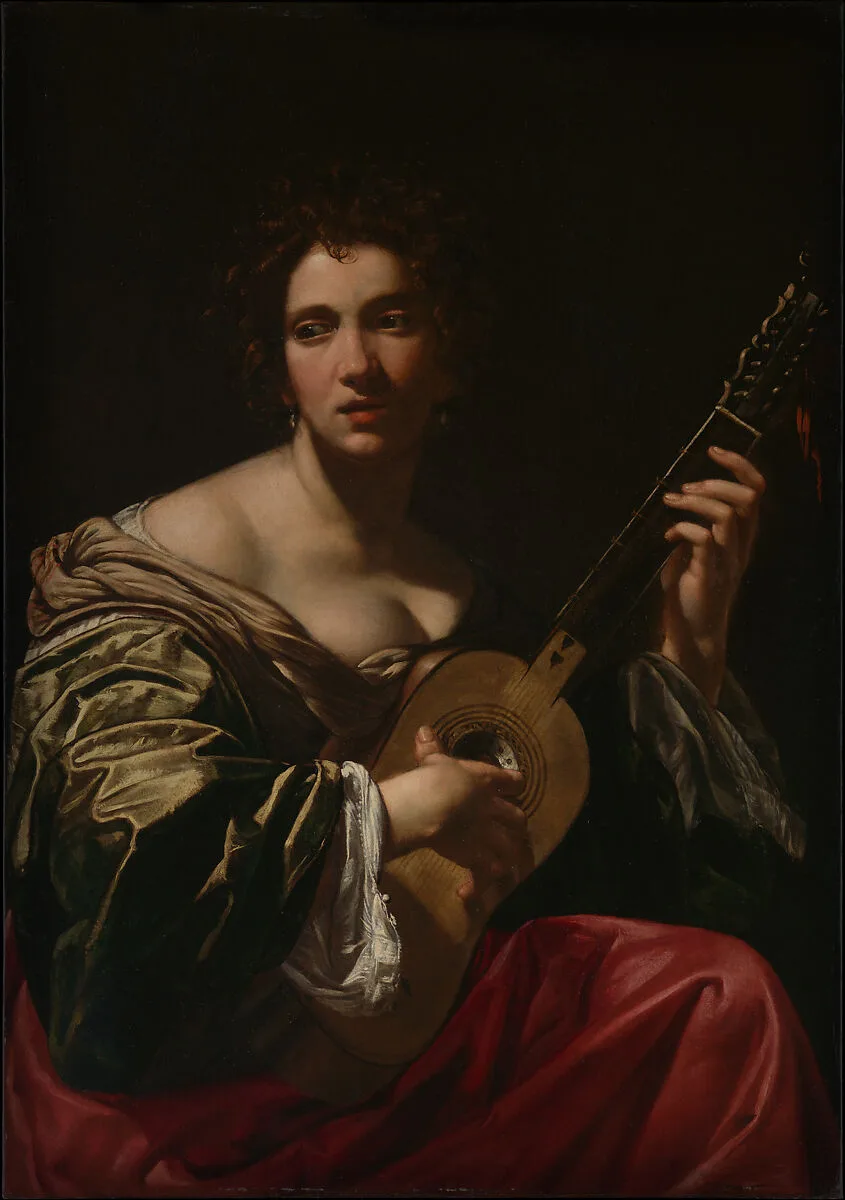 Woman Playing a Guitar — Simon Vouet