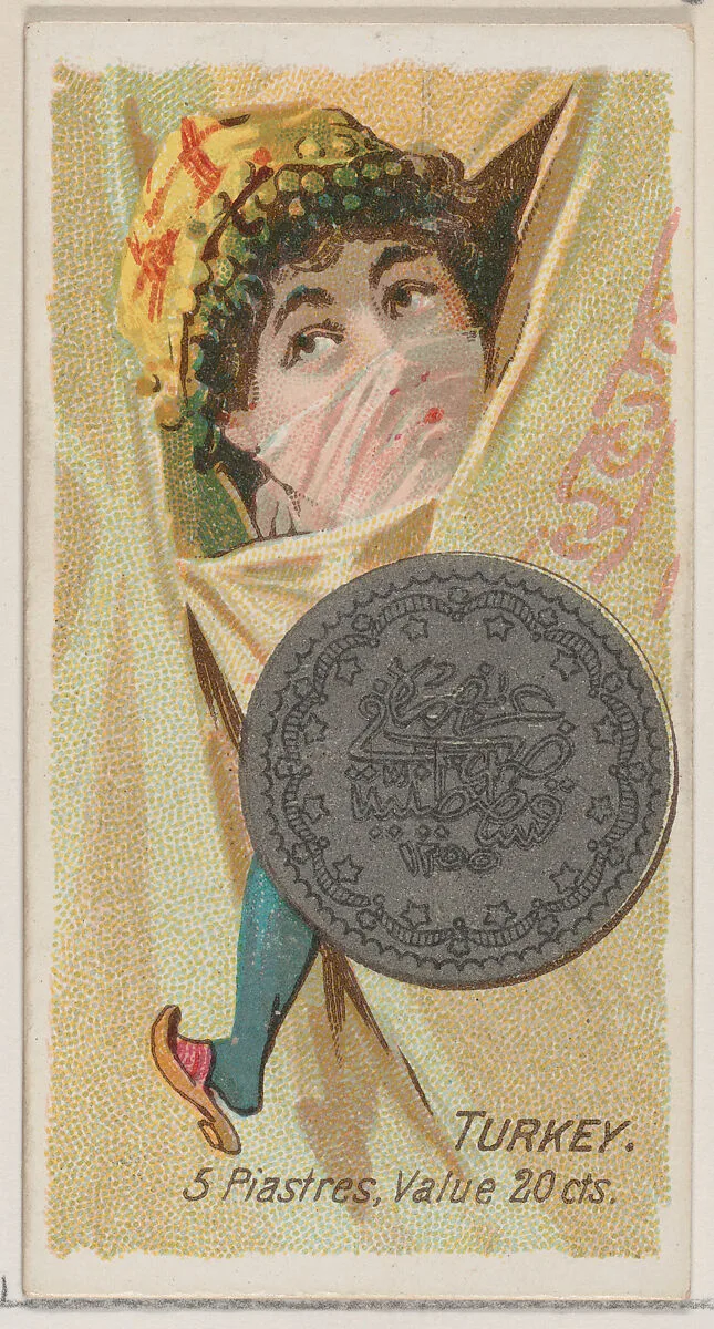 Turkey, 5 Piastres, from the series Coins of All Nations (N72, variation 2) for Duke brand cigarettes — W. Duke, Sons & Co.