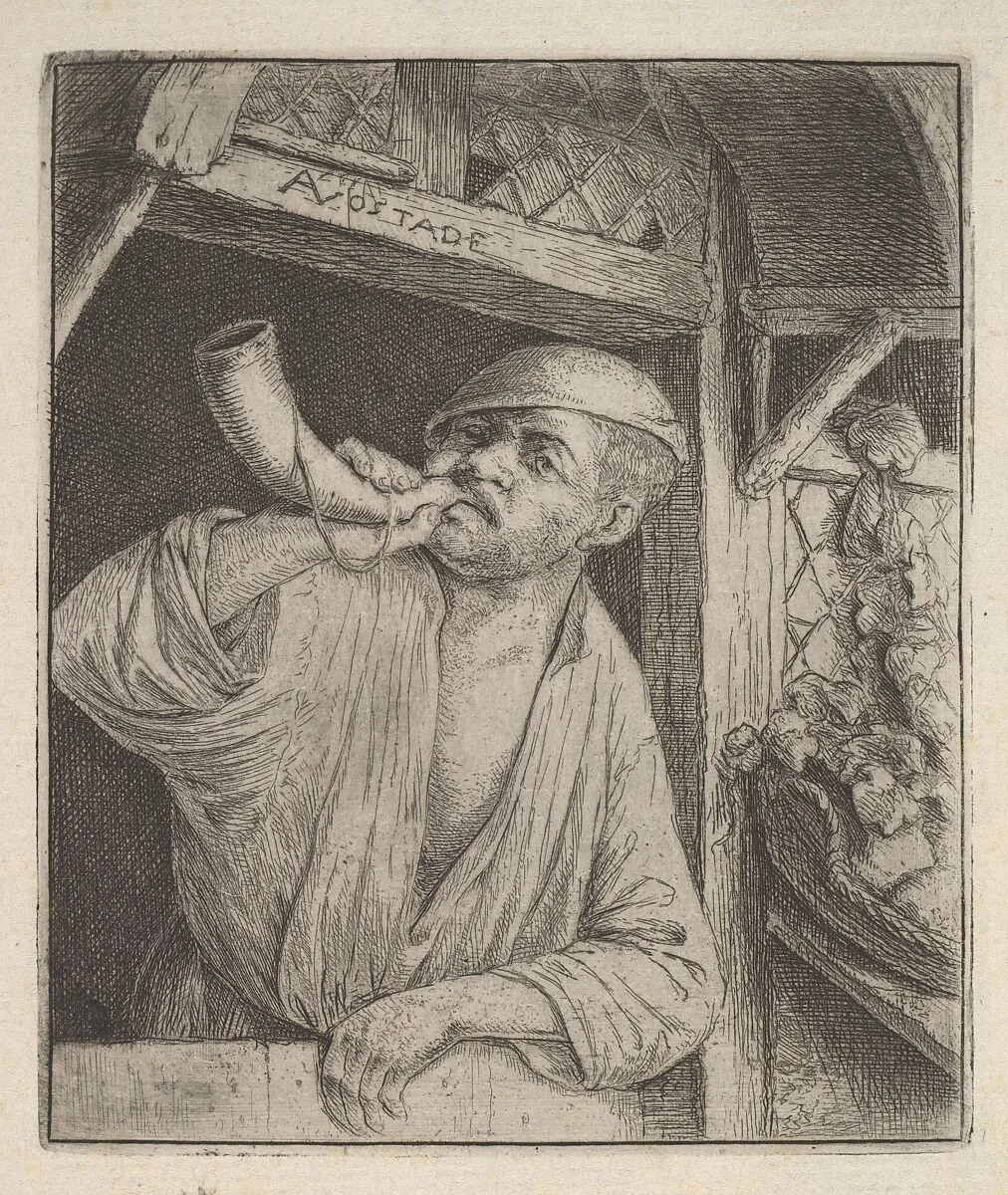 Baker Blowing Horn — Adriaen van Ostade