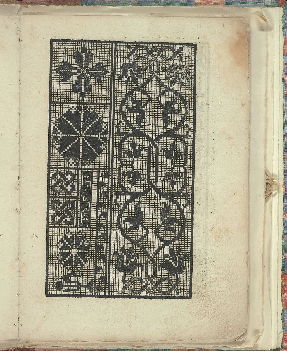 Opera Nova Universali intitulata Corona di racammi, page 18 (recto) — Giovanni Andrea Vavassore