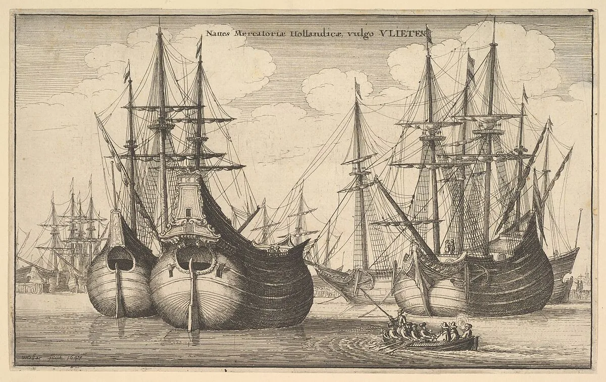 Dutch Freighters or Flutes (Naues Mercantoriæ Hollandicæ, vulgo VLIETEN) — Wenceslaus Hollar