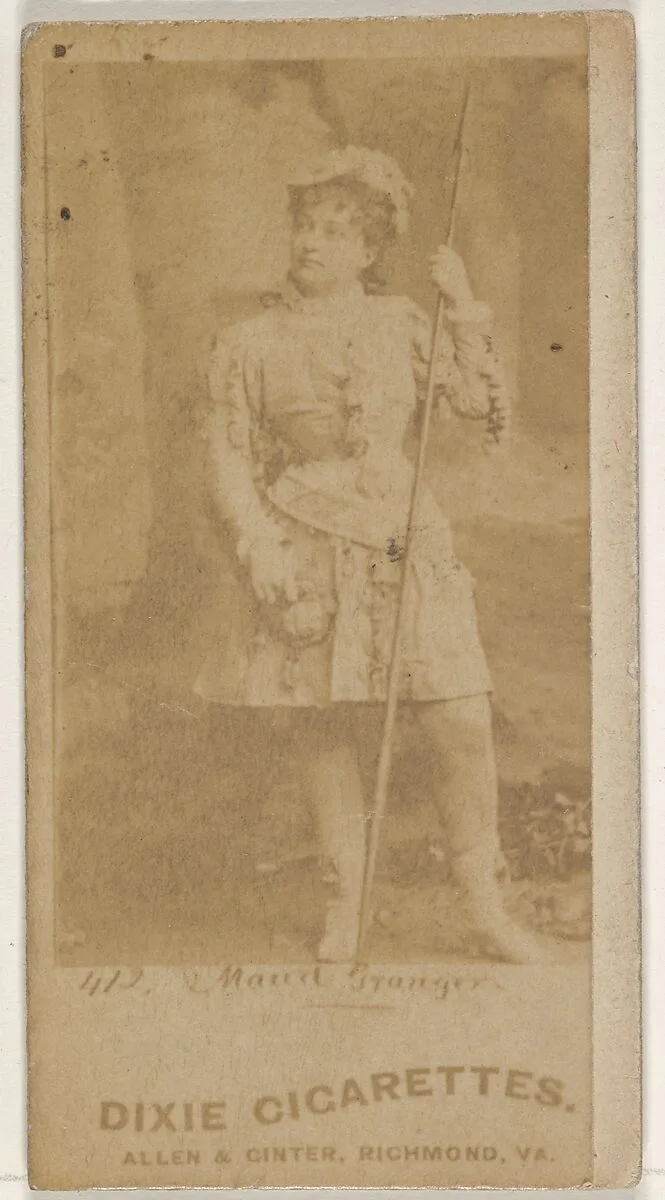 Card 412, Maud Granger, from the Actors and Actresses series (N45, Type 1) for Dixie Cigarettes — Allen & Ginter