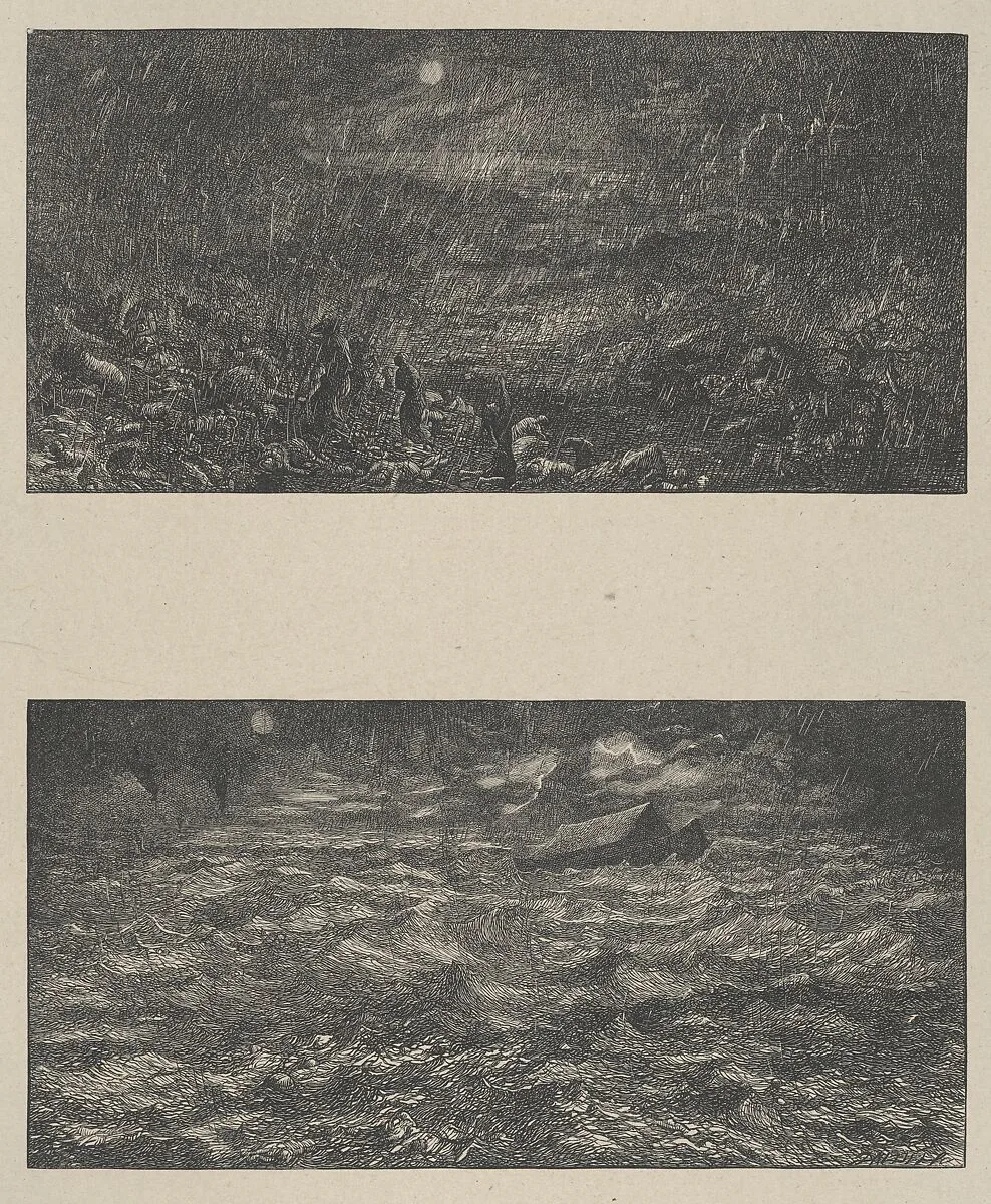 The Deluge–The Ark on the Waters, from "Dalziels' Bible Gallery" — Camden Press|Scribner and Welford|Dalziel Brothers|Thomas Dalziel