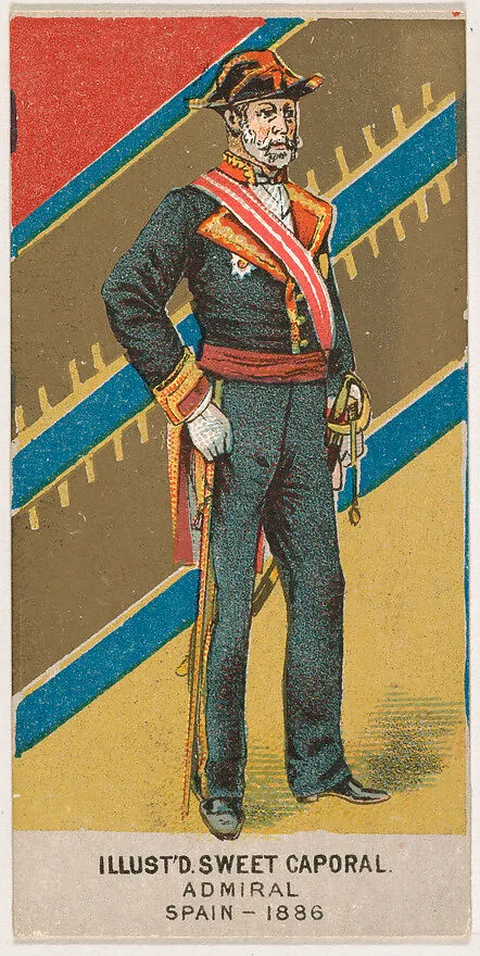 Admiral, Spain, 1886, from the Military Series (N224) issued by Kinney Tobacco Company to promote Sweet Caporal Cigarettes — Kinney Brothers Tobacco Company