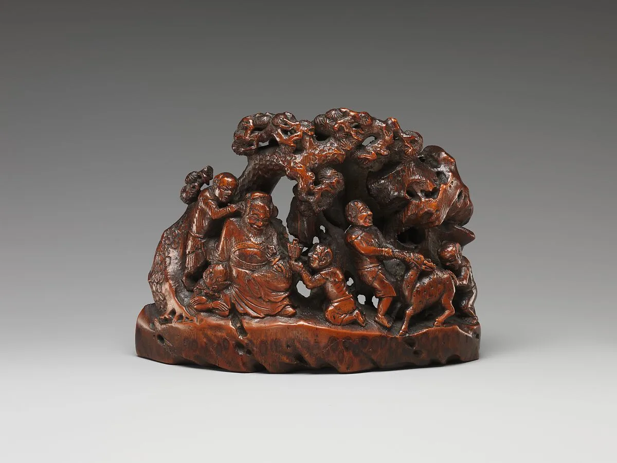 清早期 竹雕鍾馗群鬼|Demon queller Zhong Kui with demons — Unknown