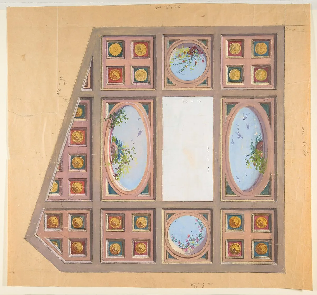Design for a ceiling decoration — Anonymous, French, 19th century