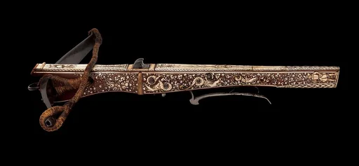 Crossbow, Cranequin and Six Crossbow Bolts