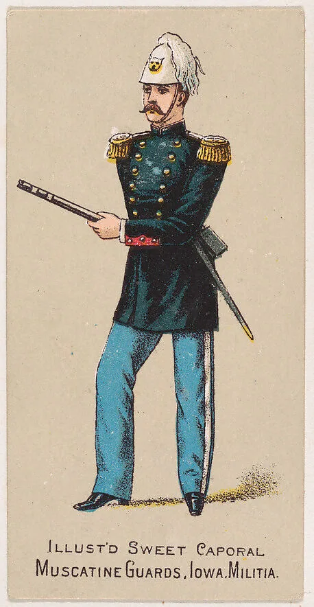Muscatine Guards, Iowa, Militia, from the Military Series (N224) issued by Kinney Tobacco Company to promote Sweet Caporal Cigarettes — Kinney Brothers Tobacco Company
