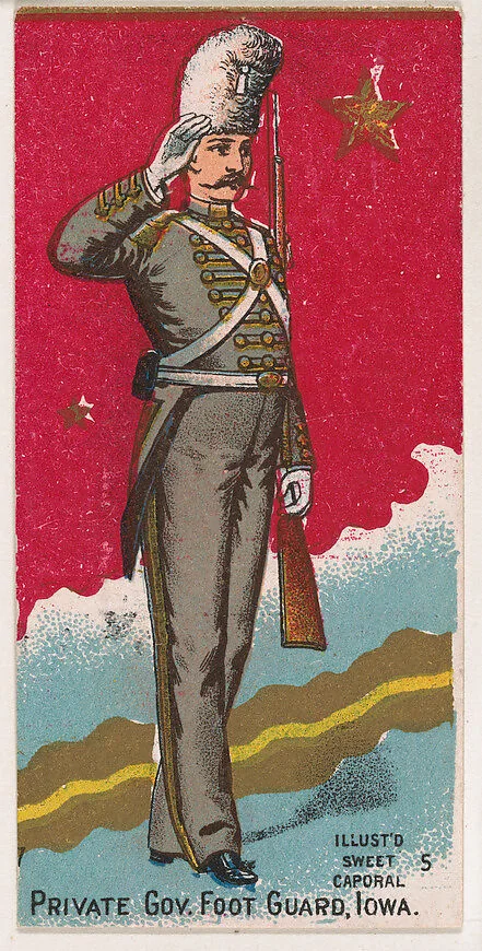Private, Gov. Foot Guard, Iowa, from the Military Series (N224) issued by Kinney Tobacco Company to promote Sweet Caporal Cigarettes — Kinney Brothers Tobacco Company