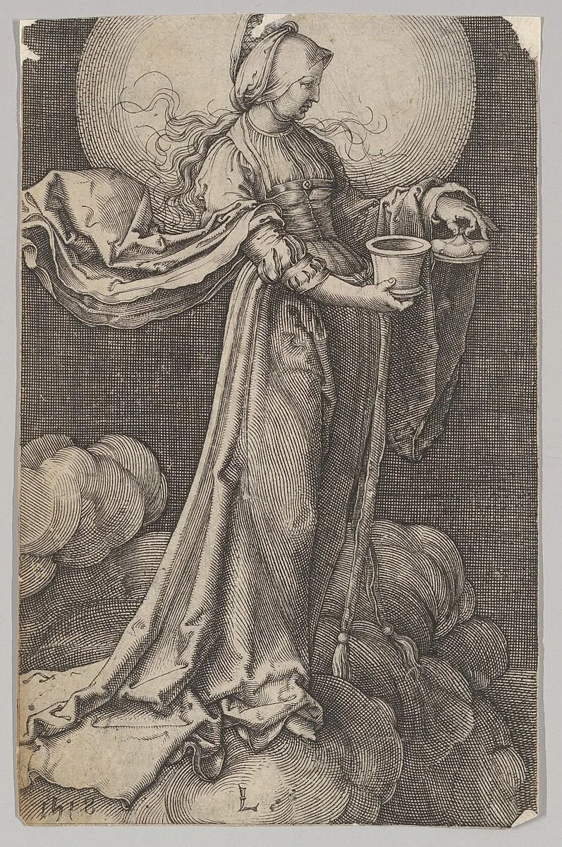 St. Mary Magdalene on the Clouds (reverse copy) — Lucas van Leyden