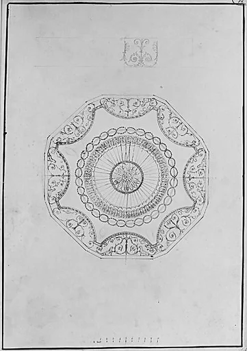 Design for WIthdrawing Room Ceiling at Hagley Park, Staffordshire