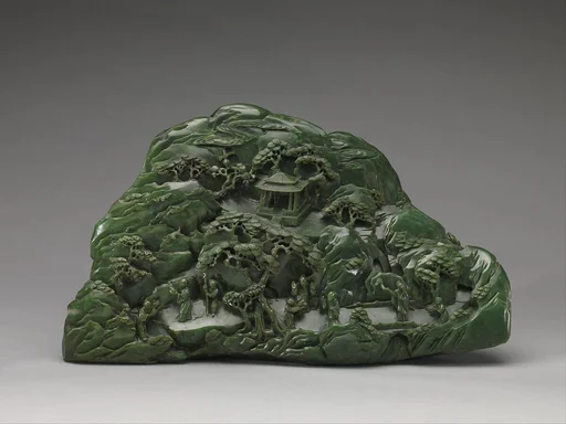 清中期 碧玉山子|Boulder with Daoist paradise