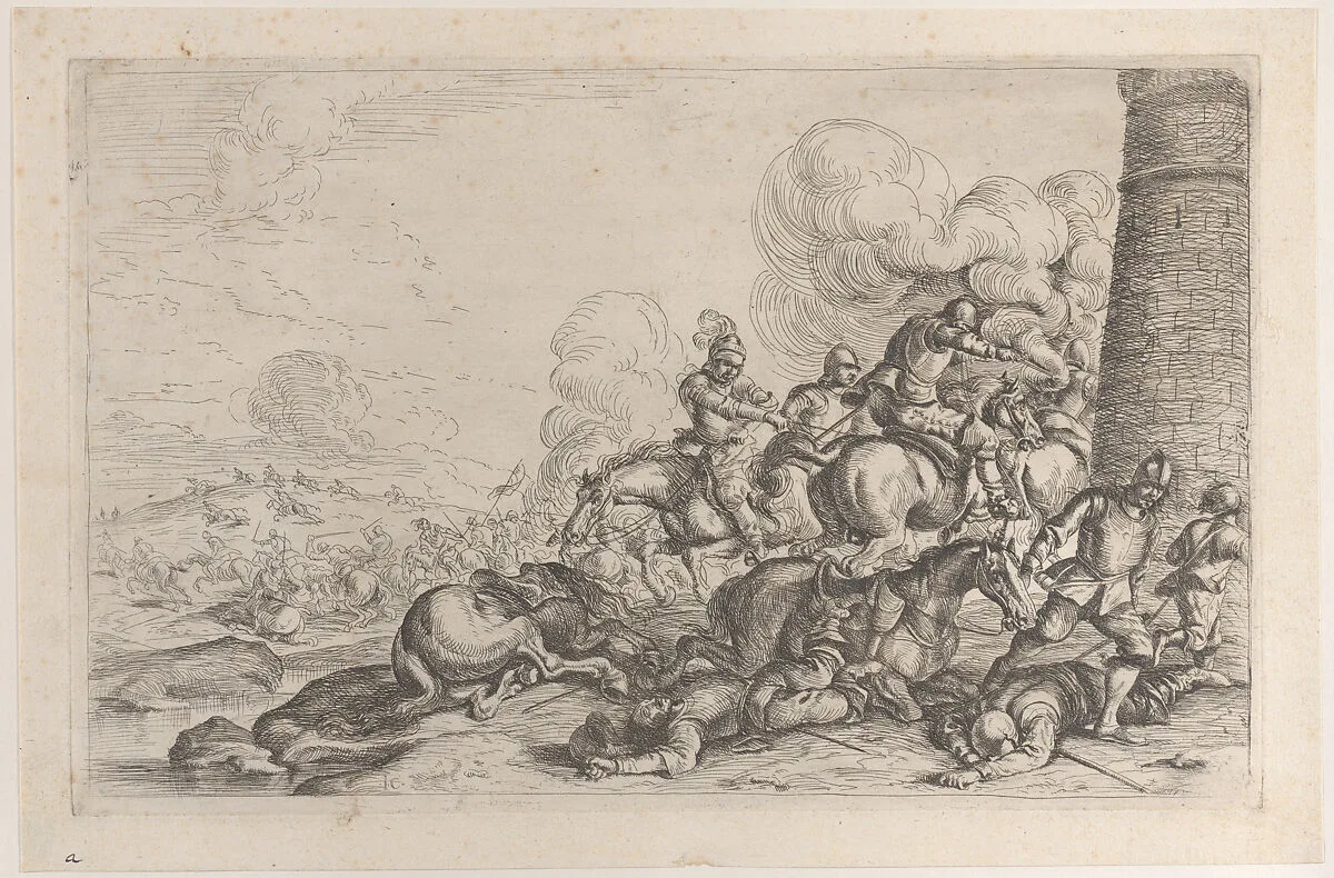 Combat at the foot of a tower — Jacques Courtois