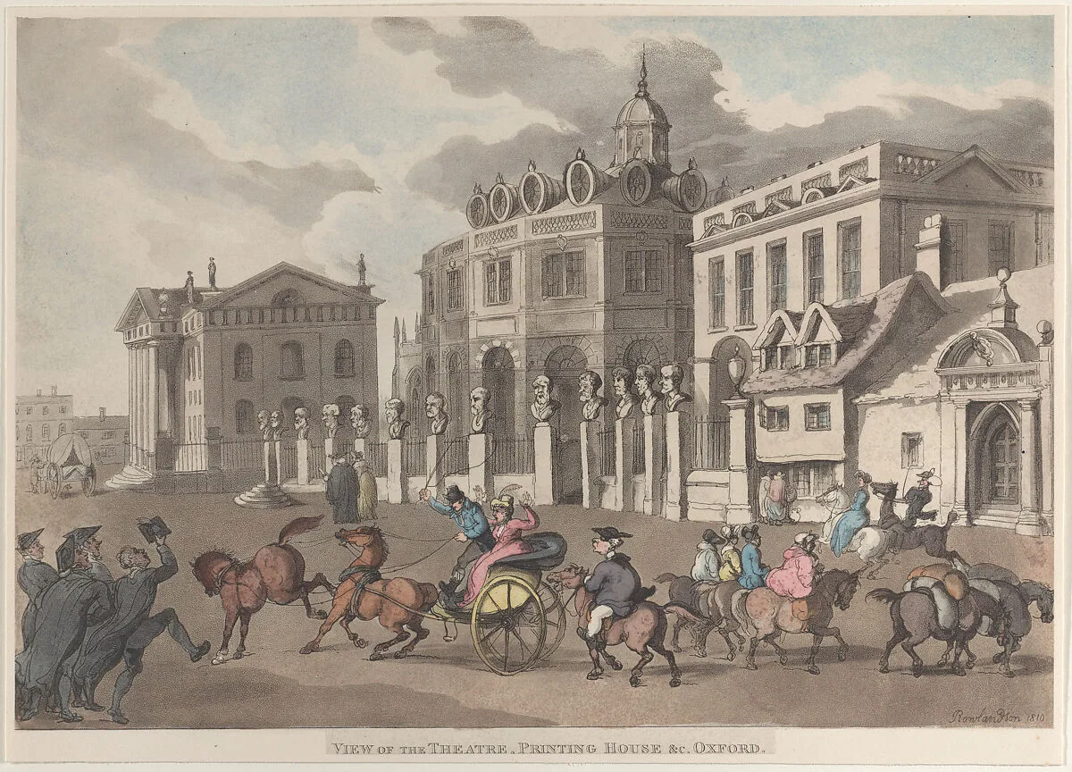 View of the Theatre, Printing House &c. Oxford — Thomas Rowlandson|Rudolph Ackermann, London