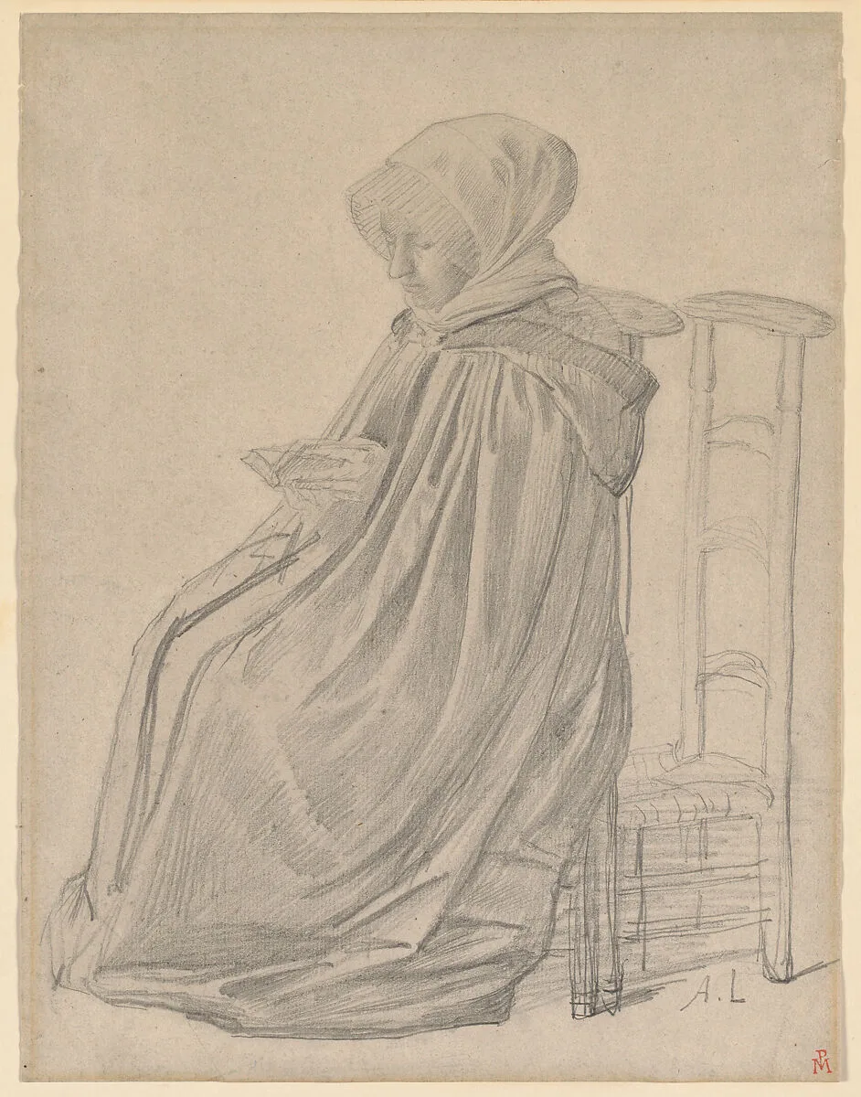 Seated Woman Reading (Study for "Le Pélerinage") — Alphonse Legros