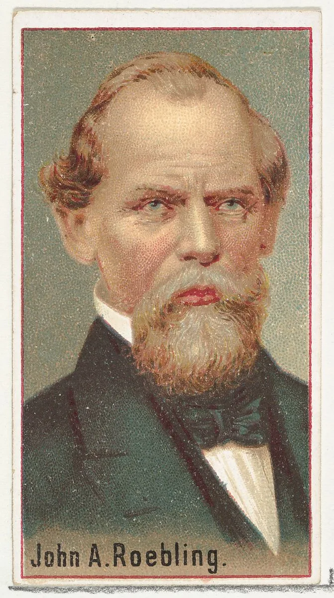 John A. Roebling, printer's sample for the World's Inventors souvenir album (A25) for Allen & Ginter Cigarettes — Allen & Ginter