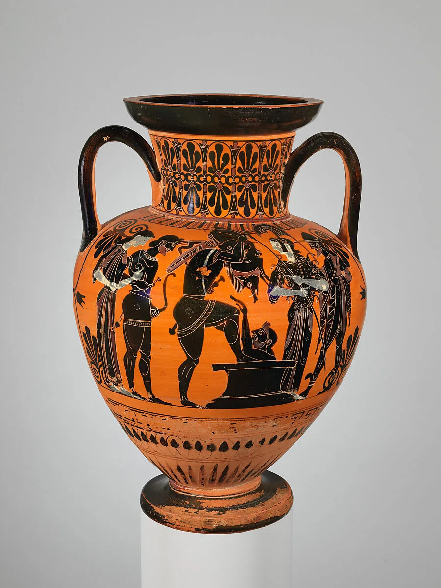 Terracotta neck-amphora (jar) — Antimenes Painter