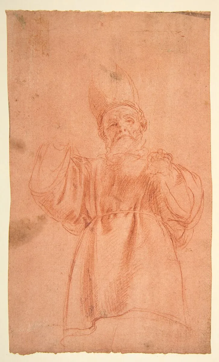 Priest with Upraised Arms Wearing a Two-Horned Tiara — Antonio d'Enrico Tanzio (Tanzio da Varallo)