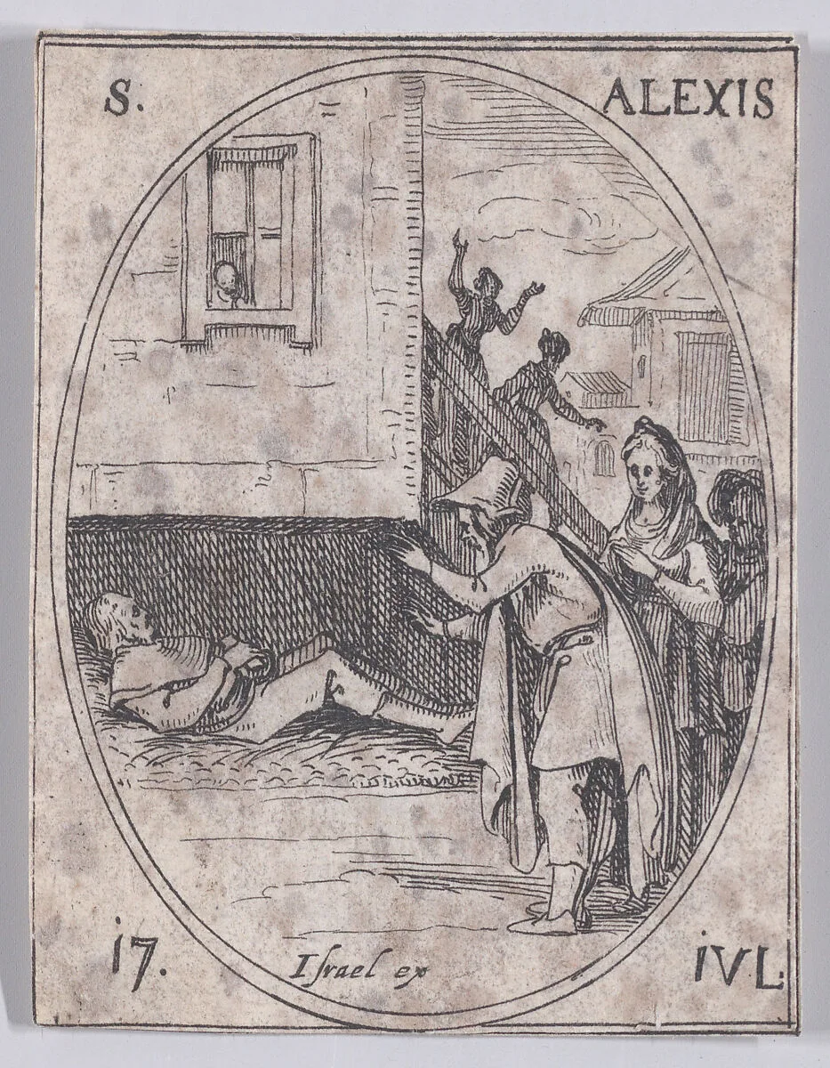 St. Alexis, July 17th, from "Les Images De Tous Les Saincts et Saintes de L'Année" (Images of All of the Saints and Religious Events of the Year) — Jacques Callot|Israël Henriet