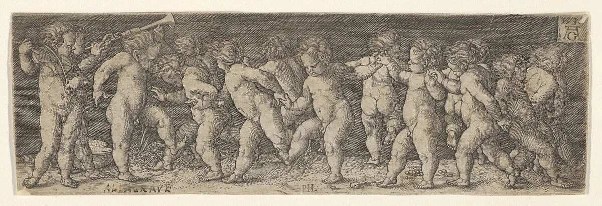 Fifteen Nude Children Dancing — Heinrich Aldegrever|Marcantonio Raimondi