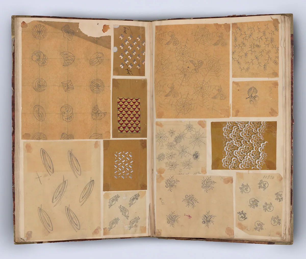 Scrapbook with Textile Patterns on Transfer Paper — Anonymous, French, 19th century