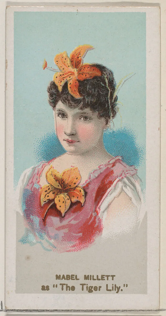 Mabel Millett as "The Tiger Lily," from the series Fancy Dress Ball Costumes (N73) for Duke brand cigarettes — W. Duke, Sons & Co.|Knapp & Company