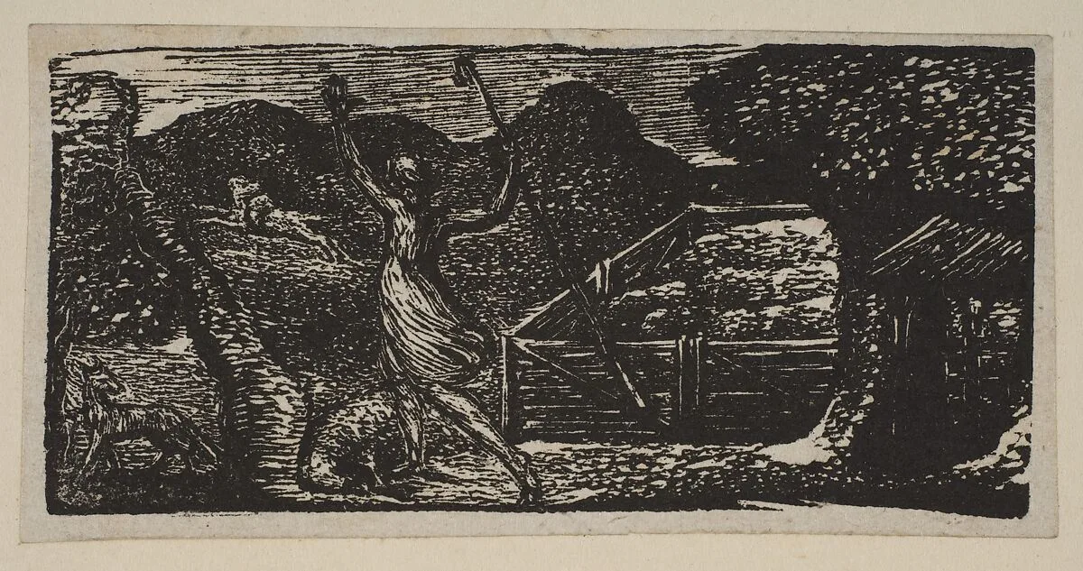 Shepherd Chases Away a Wolf, from Thornton's "Pastorals of Virgil" — William Blake|Robert John Thornton|Virgil