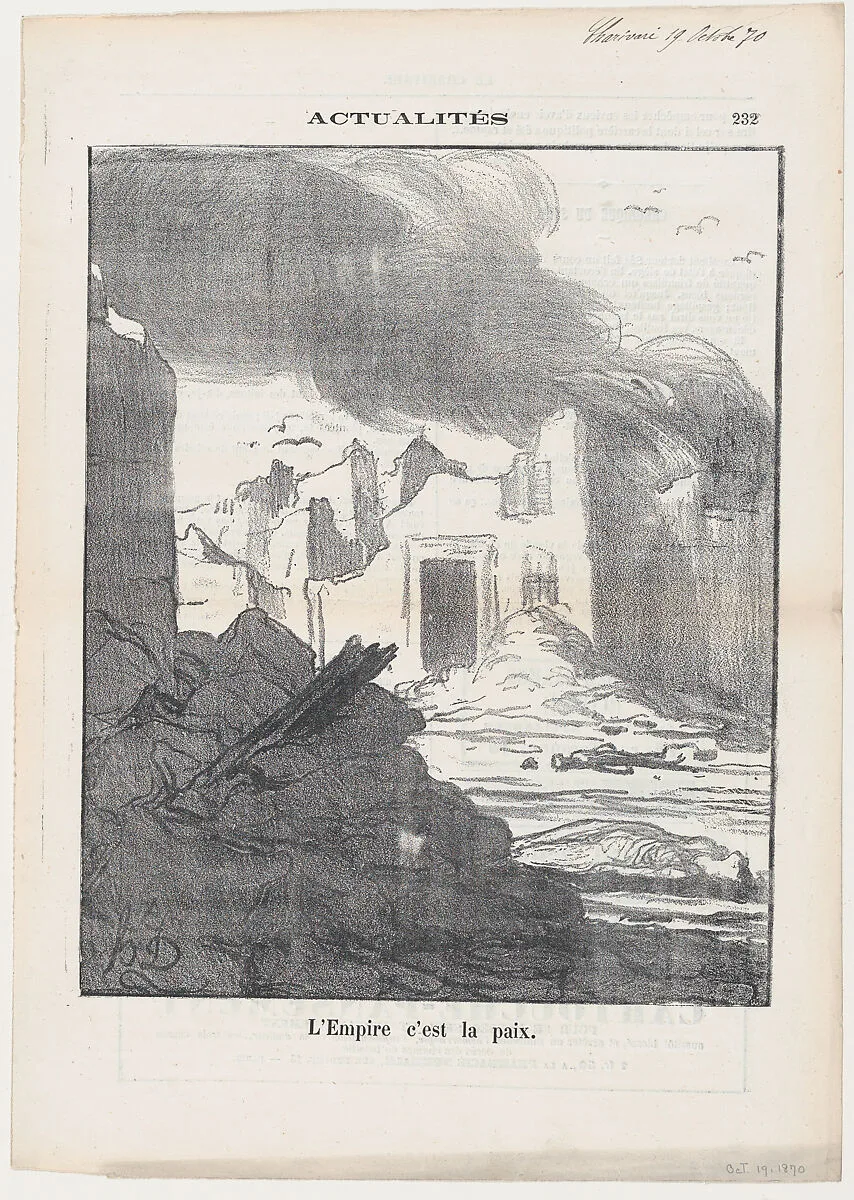 The Empire means Peace, from 'News of the day,' published in Le Charivari, October 19, 1870 — Honoré Daumier