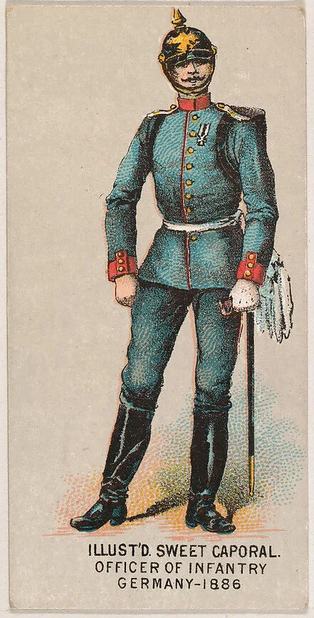 Officer of Infantry, Germany, 1886, from the Military Series (N224) issued by Kinney Tobacco Company to promote Sweet Caporal Cigarettes — Kinney Brothers Tobacco Company