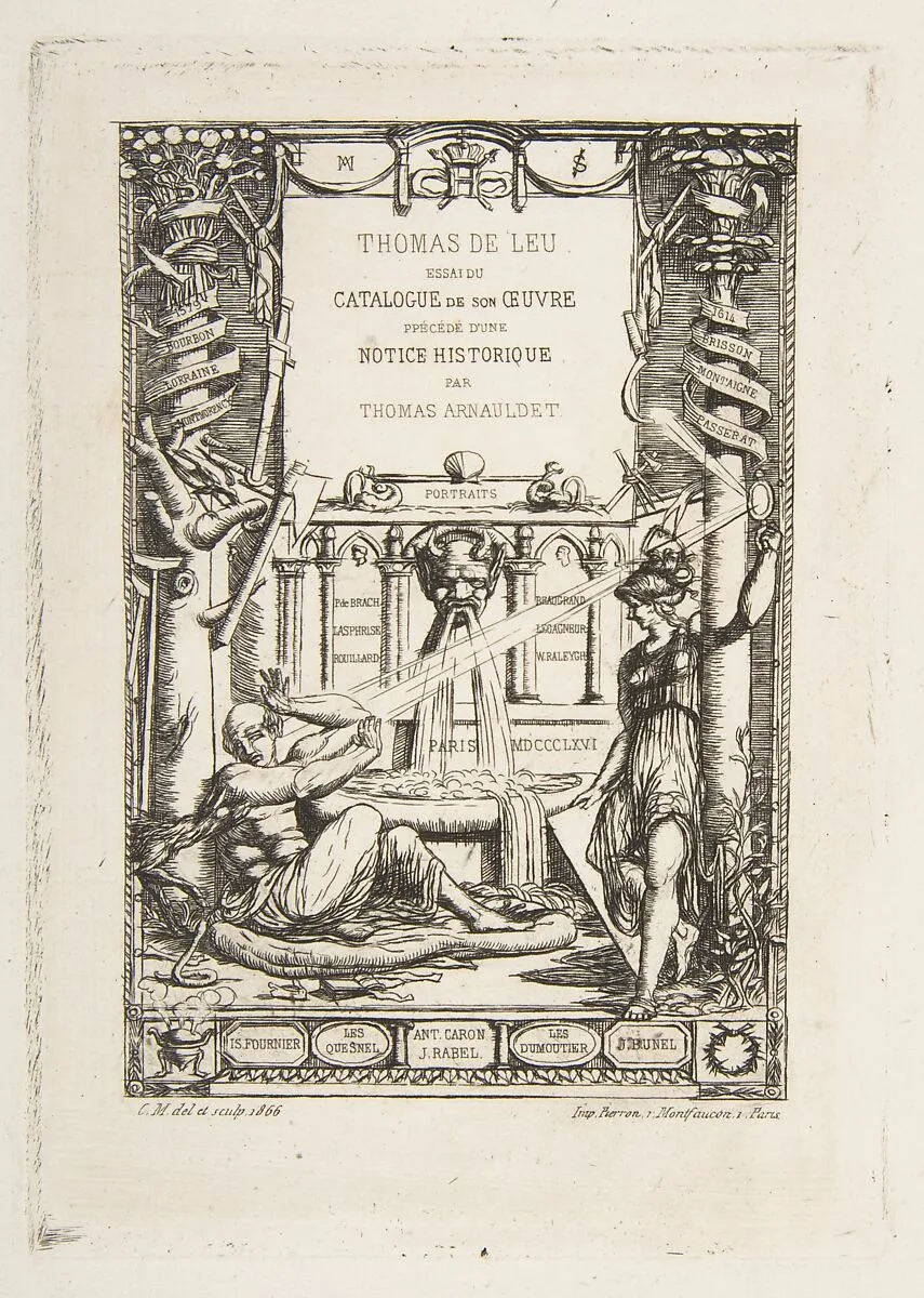 Frontispiece for the Catalogue of the work of Thomas De Leu — Charles Meryon|Thomas de Leu
