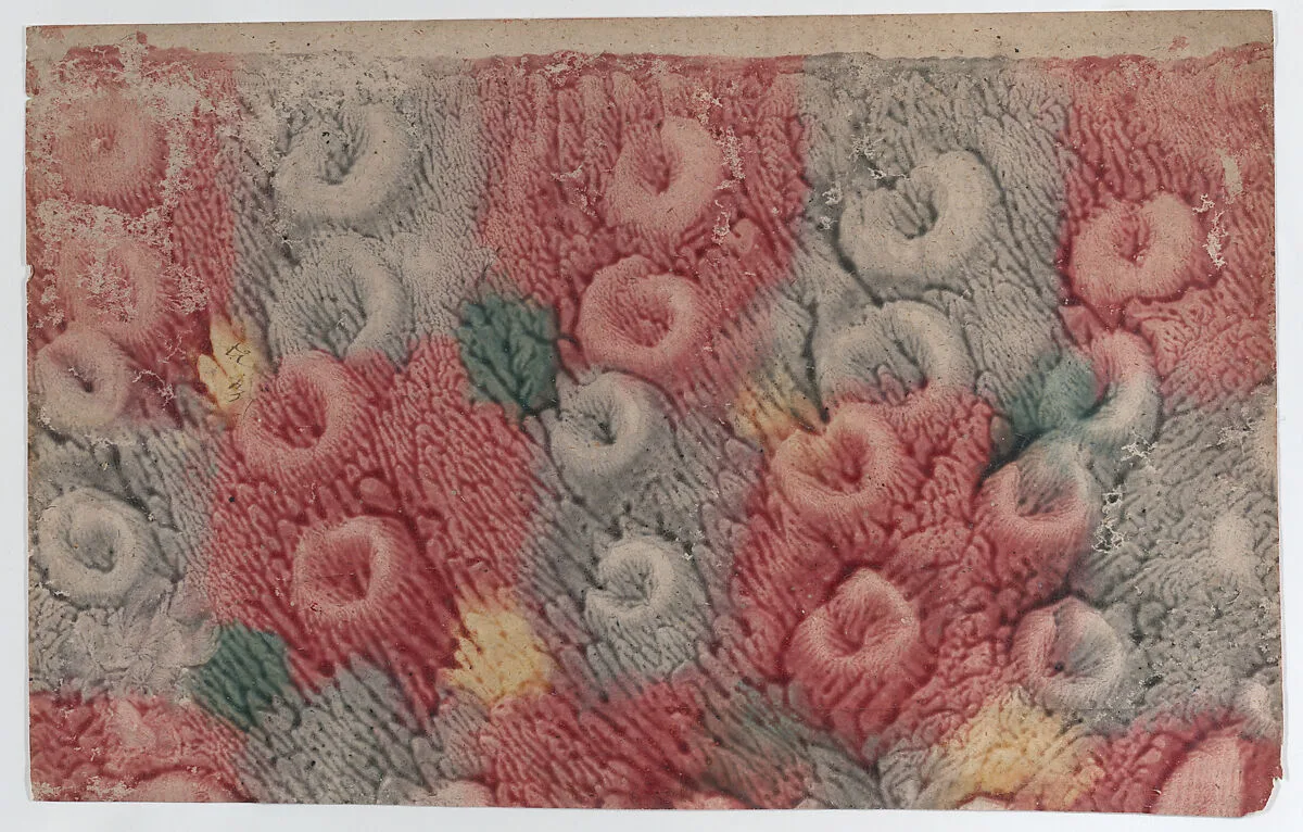 Paste paper with red, yellow, and green pattern — Anonymous