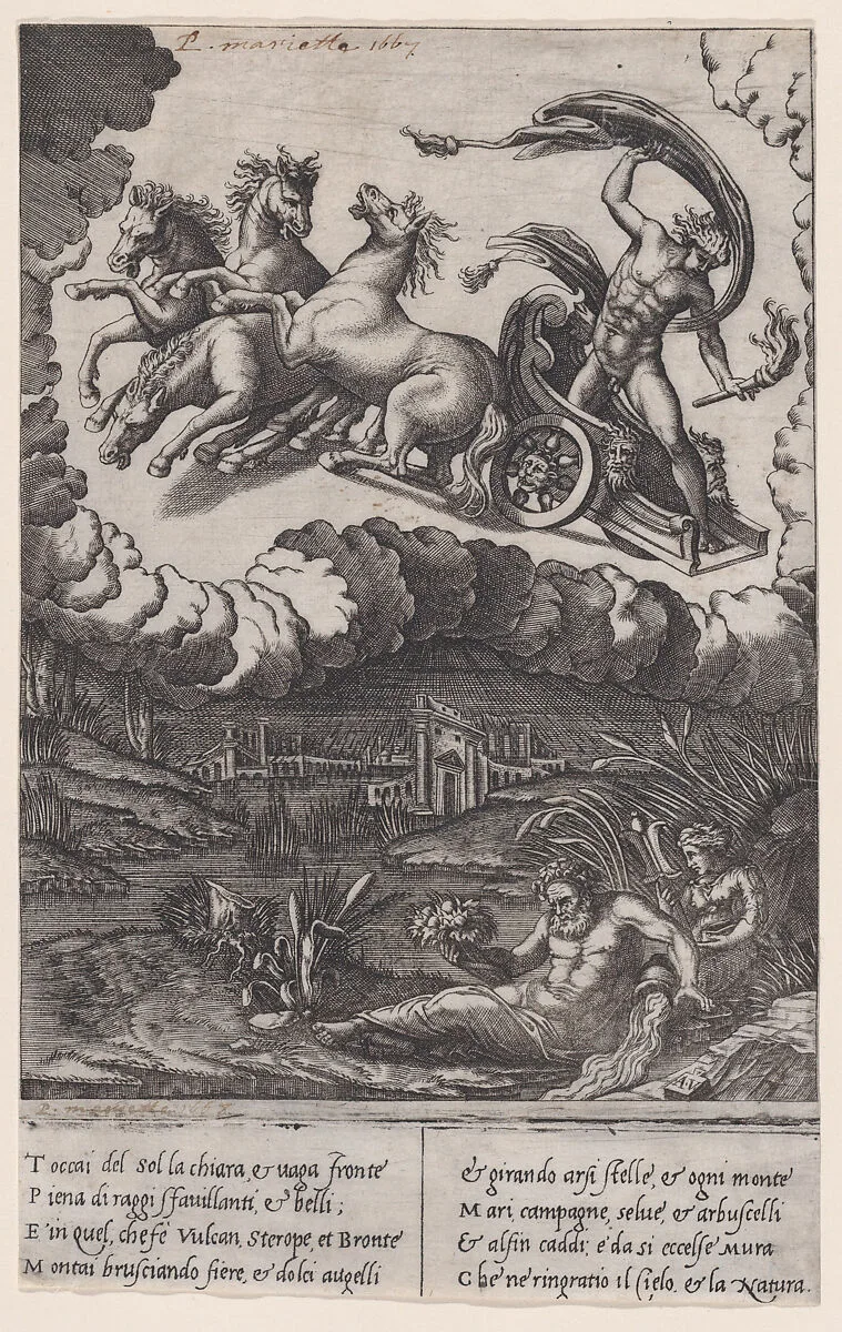 Phaeton — Agostino Veneziano (Agostino dei Musi)|Raphael (Raffaello Sanzio or Santi)